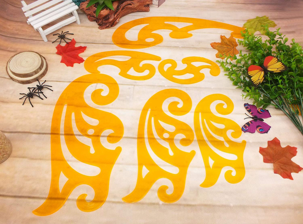 Vincilee 6 Pieces Plastic French Curve Ruler Drafting Drawing Template Tool Multi-Function Comic Template Tool 6 Sizes Vincilee