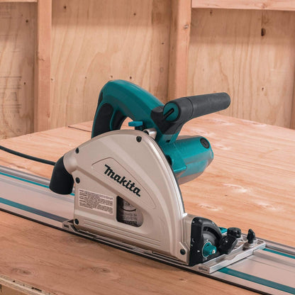 Makita SP6000J1 6-1/2" Plunge Circular Saw Kit, with Stackable Tool case and 55" Guide Rail, Blue - WoodArtSupply