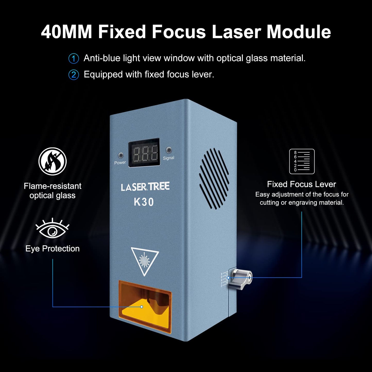LASER TREE K30 Laser Module, 30W Optical Output Laser Cutter Module, Higher Accuracy Laser Engraving Module with Air Assisst, Laser Head for Laser