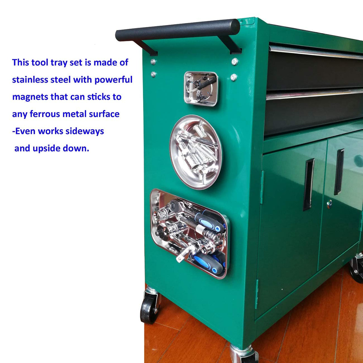 VASTOOLS Magnetic Tray Holder 3pc,for Socket Screw Nuts Bolts Metal Parts,Extra Strong Magnet,Thickened Tray,Stainless Steel VASTOOLS