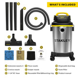 Stanley SL18129 Wet/Dry Vacuum, 4 Gallon, 4 Peak HP, Stainless Steel Tank with Top Handle, 3-in-1 Shop Vacuum Cleaner with Blower for Home, Garage, Stanley