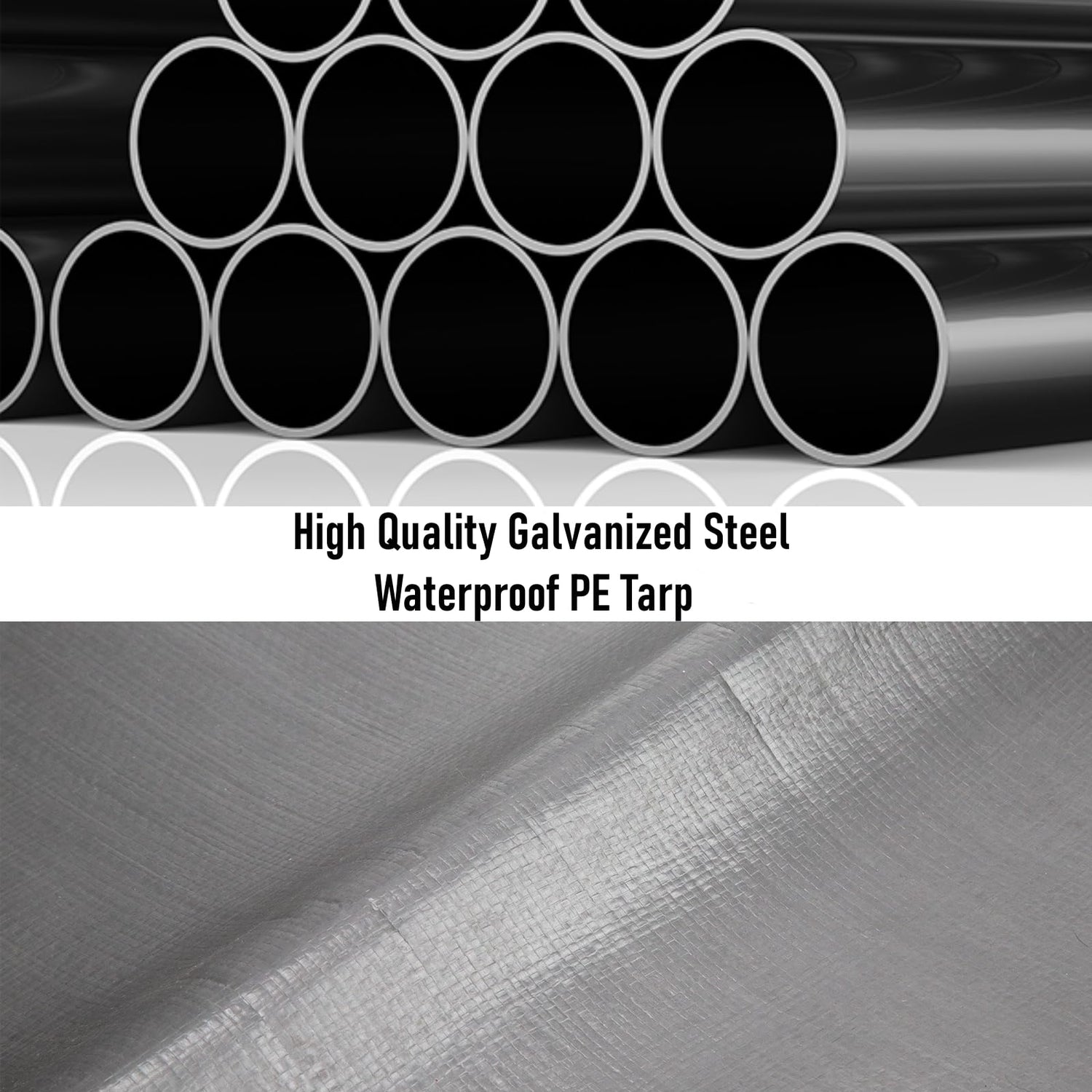 DEXSO Carport 10'x20' Portable Garage, Reinforced Steel Poles and 180g PE Heavy Duty & Waterproof Canopy, 4 Roll-up Doors, 4 Ventilated Windows, for DEXSO