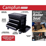 Campfun Rolling Creeper Seat, 350-Pound Capacity Garage Glider Rolling Tool Chest Seat, Mechanics Roller Seat with 3 Drawers, Rolling Tool Chest Campfun