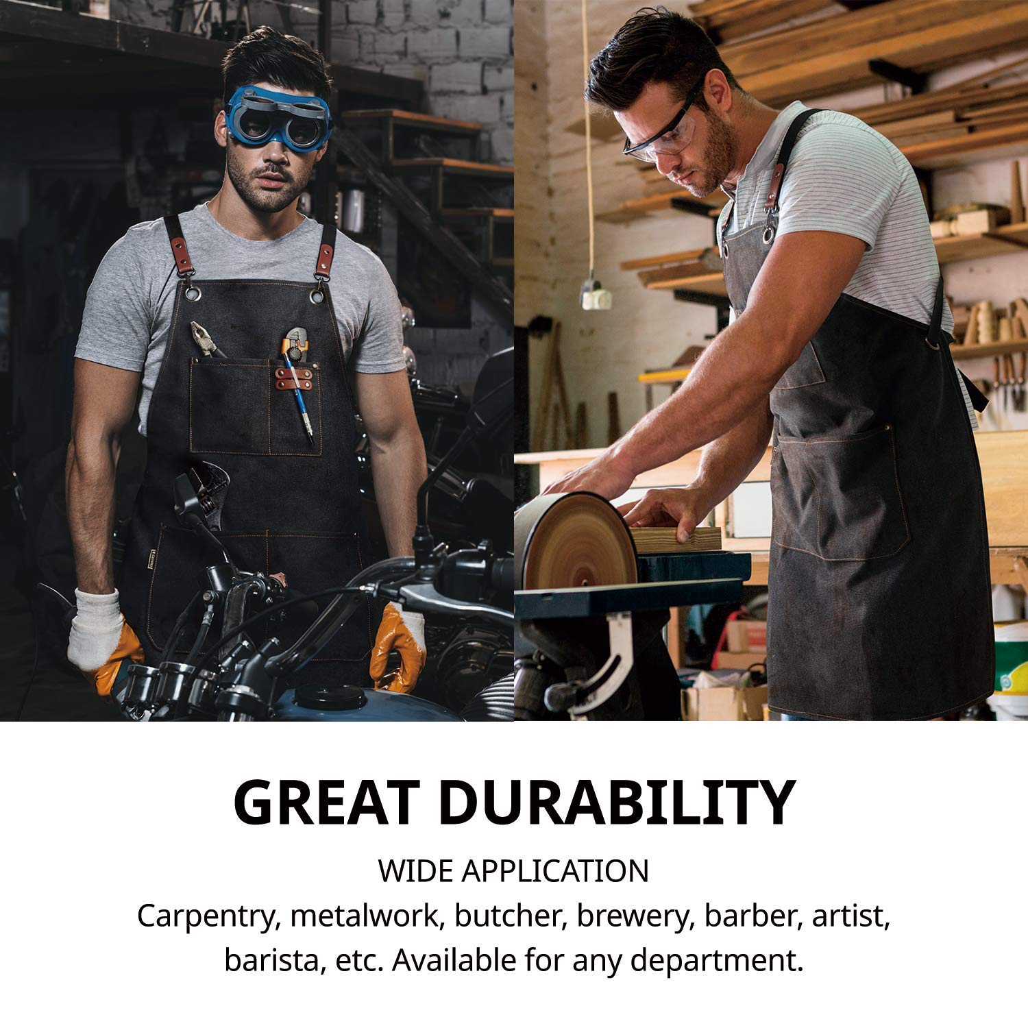 carrotez Durable Goods - Heavy Duty Canvas Work Apron [2nd Generation], Barber apron, Cotton Canvas Cross Back Adjustable Apron with Pockets, carrotez