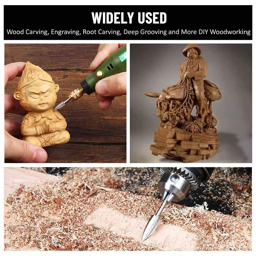 Wood Carving Tools, 5 PCS HSS Engraving Drill Bit Set Wood Crafts Grinding Woodworking Tool 1/8” Shank Universal Fitment for Rotary Tools YURINWOO