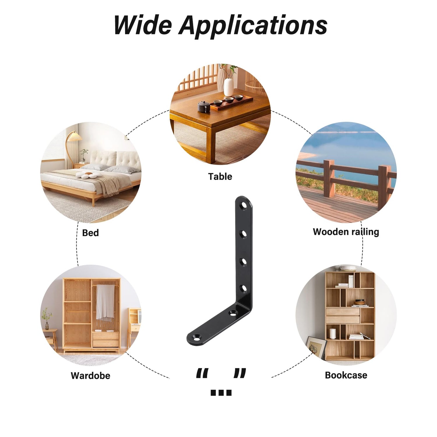 HOME MASTER HARDWARE Heavy Duty Black Steel L Corner Brace,4 Pack Shelf Bracket,5" x 3" Right Angle Bracket,Black Metal L Brackets for Shelves Wood HOME MASTER HARDWARE