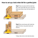 MNA 45 Degree Lock Miter Router Bit 3-Piece Set, for 1/2”, 5/8”, 3/4” Cutting Height, 1/4 Inch Shank. Easy to Create Lock Miter Joint MNA