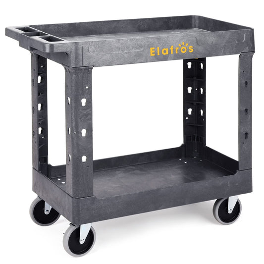 ELAFROS Heavy Duty Plastic Utility Cart 34 x 17 Inch - Work Cart Tub Storage W/Deep Shelves and Full Swivel Wheels Safely Holds up to 550 lbs - 2 - WoodArtSupply