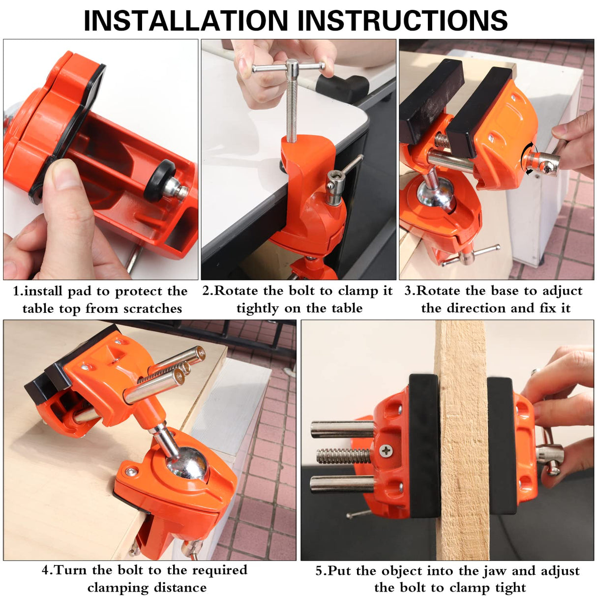 MAXMAN Clamp Bench Vise with Post Universal 8 Inch Woodworking Vise 360° Heavy Duty Cast Steel Table Clamp Vise with Swivel Base for Workbench DIY MAXMAN