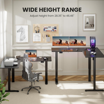 ErGear L-Shaped Electric Standing Desk, 63 inches Double Motor Height Adjustable Sit Stand up Corner Desk, Large Home Office Desk Computer