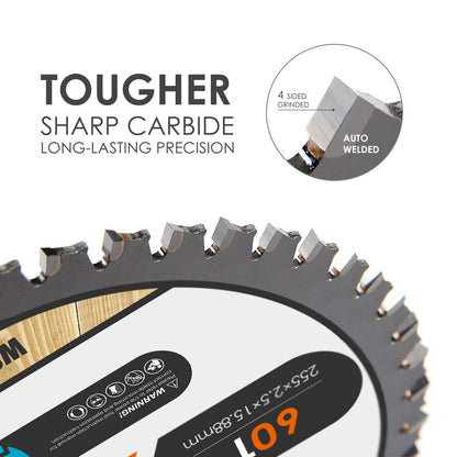 Luckyway 2-Pack 10 Inch Miter/Table Saw Blades 32T&60T with 5/8 Inch Arbor TCT Circular Saw Blade for Cutting Wood - WoodArtSupply