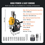 Mophorn 1100W Magnetic Drill Press with 1-1/2 Inch (40mm) Boring Diameter MD40 Magnetic Drill Press Machine 2810 LBS Magnetic Force Magnetic Drilling VEVOR