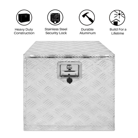 ARKSEN 18 Inch Heavy Duty Aluminum Bar Tread Tool Underbody Box, Waterproof Square Truck Storage Organizer Chest for Pick Up Truck Bed, RV Trailer ARKSEN