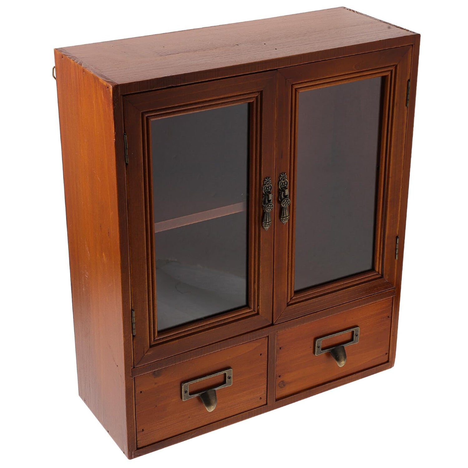 Rustic Wooden Wall Storage Cabinet - Vintage Style Hanging Organiser for Kitchen or Bathroom Holibanna