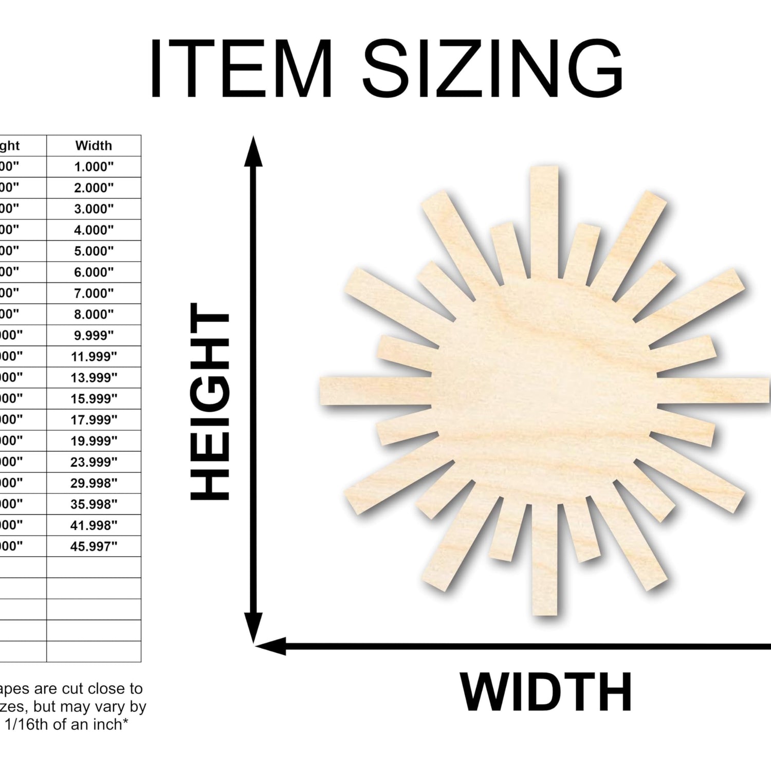 Unfinished Wood Paper Sun Shape | Summer Craft Cutout | up to 24" DIY 8" / 1/8" 24 Hour Crafts