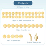 43 Pieces Wood Burning Tip Set Including Letter Number Symbol Wood Burning Tip Wood Burning Alphabet Tips Alphabet Number Template for DIY Embossing Lothee