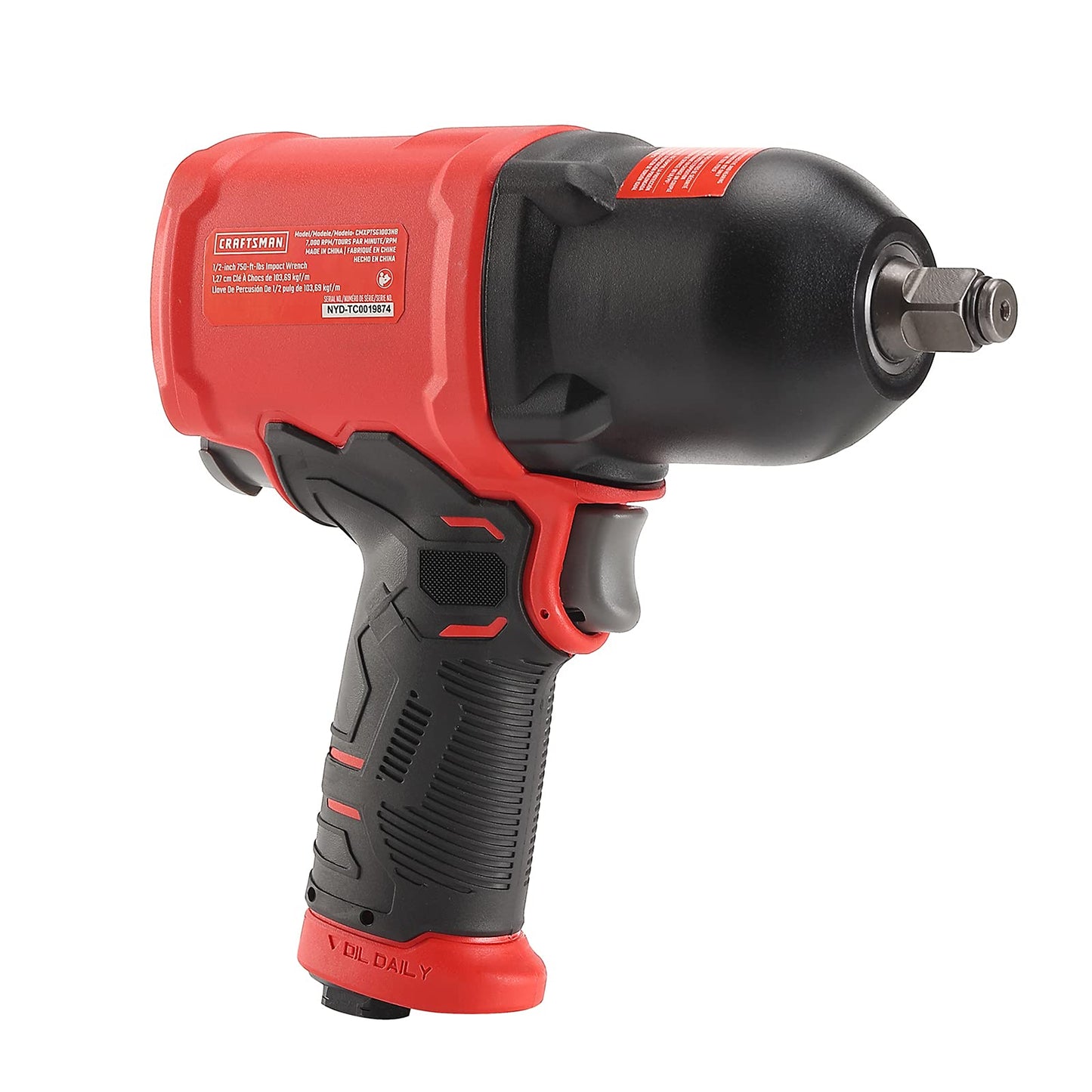 Craftsman CMXPTSG1003NB ½-in 750 ft-lbs Air Impact Wrench, Red and Black - WoodArtSupply