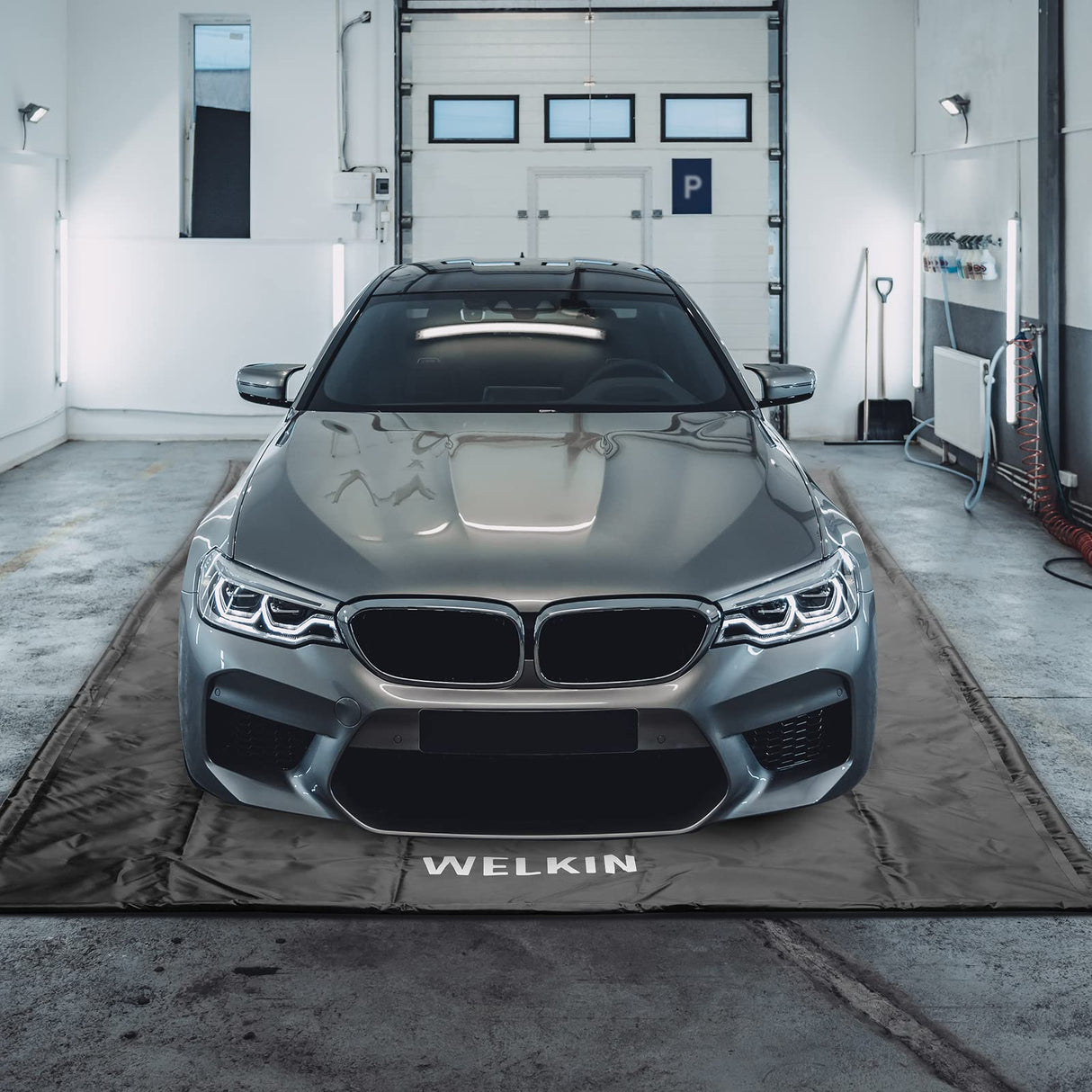 WELKIN Containment Mat,(7'9" x 18'),Non-Slip Garage Floor Mat - Heavy Duty Waterproof Protection from Snow, Rain and Mud for Cars WELKIN