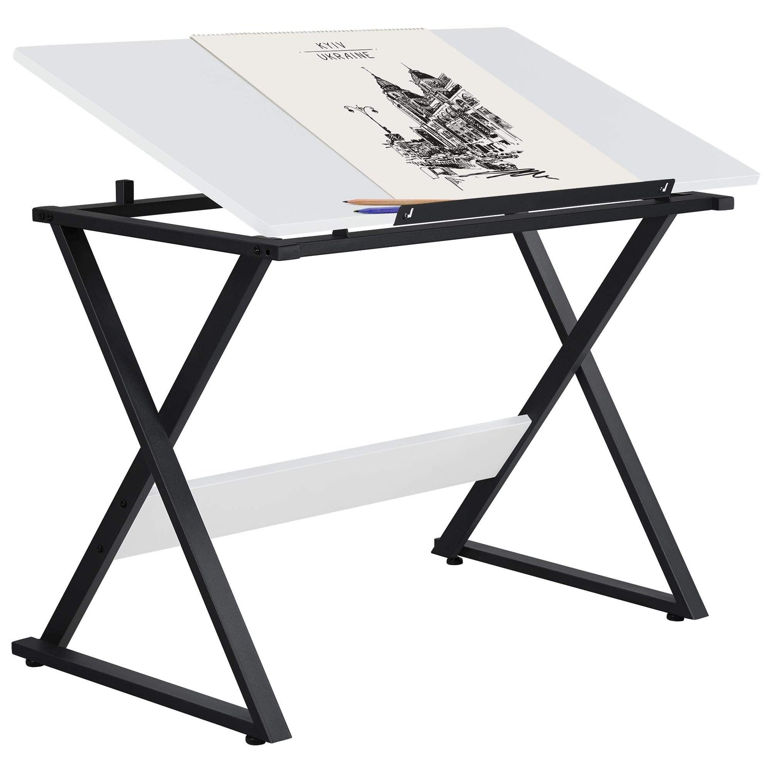 Yaheetech Drafting Table for Artists Art Desk Drawing Painting Studying Table w/Tilted Tabletop Art Craft Work Station for Adults Home Office School Yaheetech