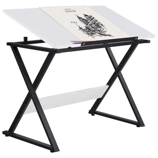 Yaheetech Drafting Table for Artists Art Desk Drawing Painting Studying Table w/Tilted Tabletop Art Craft Work Station for Adults Home Office School