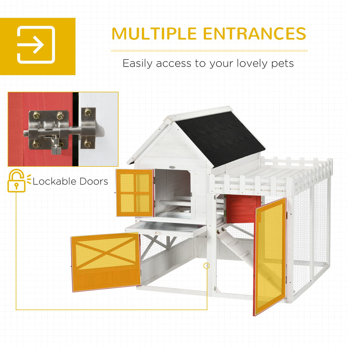 PawHut 51" Small Chicken Coop with Storage Box, Wooden Chicken Coop Chicken House Outdoor Hen House with Nesting Box, Slide-Out Tray, White PawHut