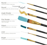 MyArtscape Acrylic Paint Set - 12 x 300ml Bottles with Pocket Paint Brush Set - 7 Artists' Paintbrushes (Set 1) MyArtscape