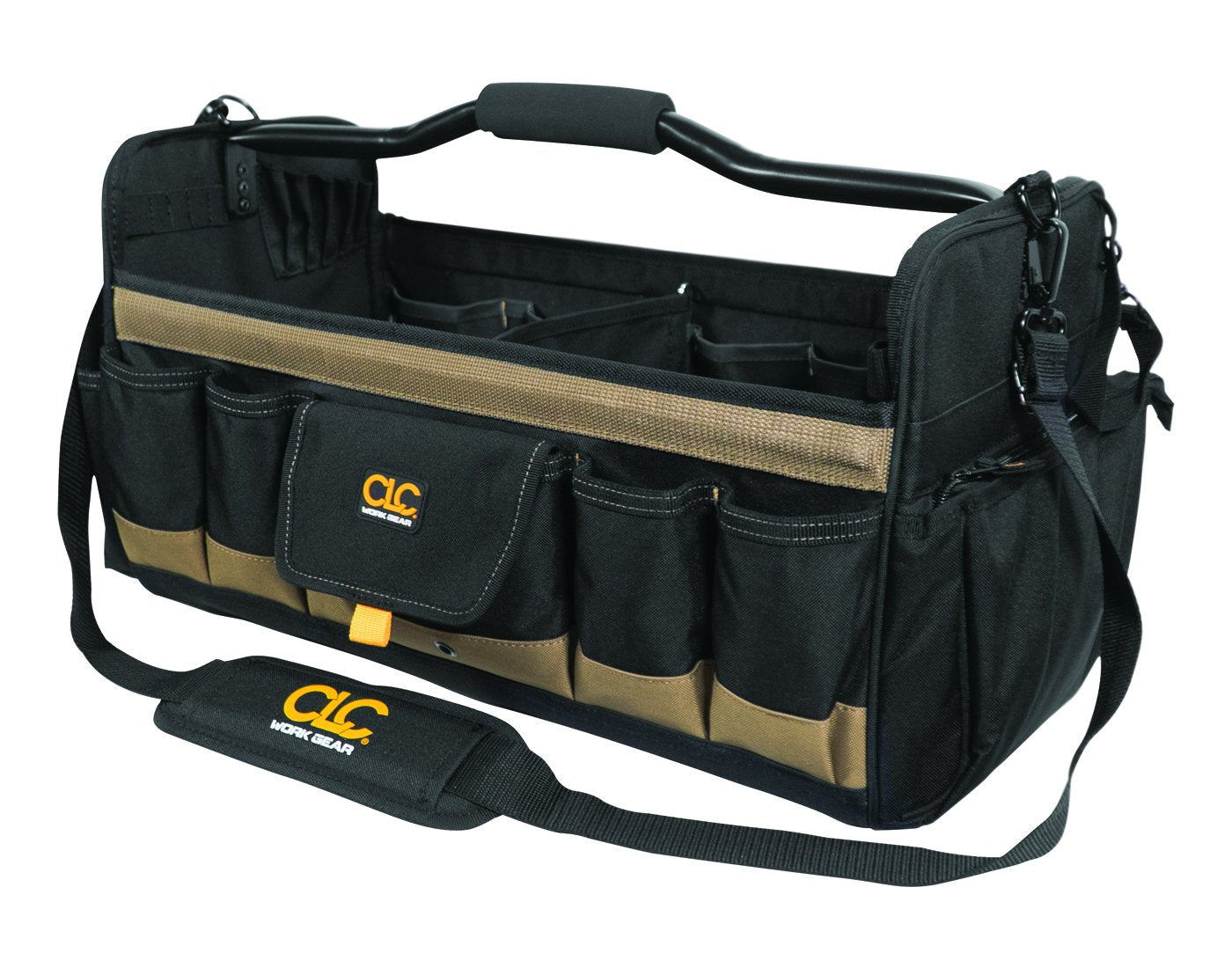 Custom Leathercraft WORK GEAR 1579 20 Inch, Open Top, Soft Sided Tool Box, 27 Pockets - WoodArtSupply