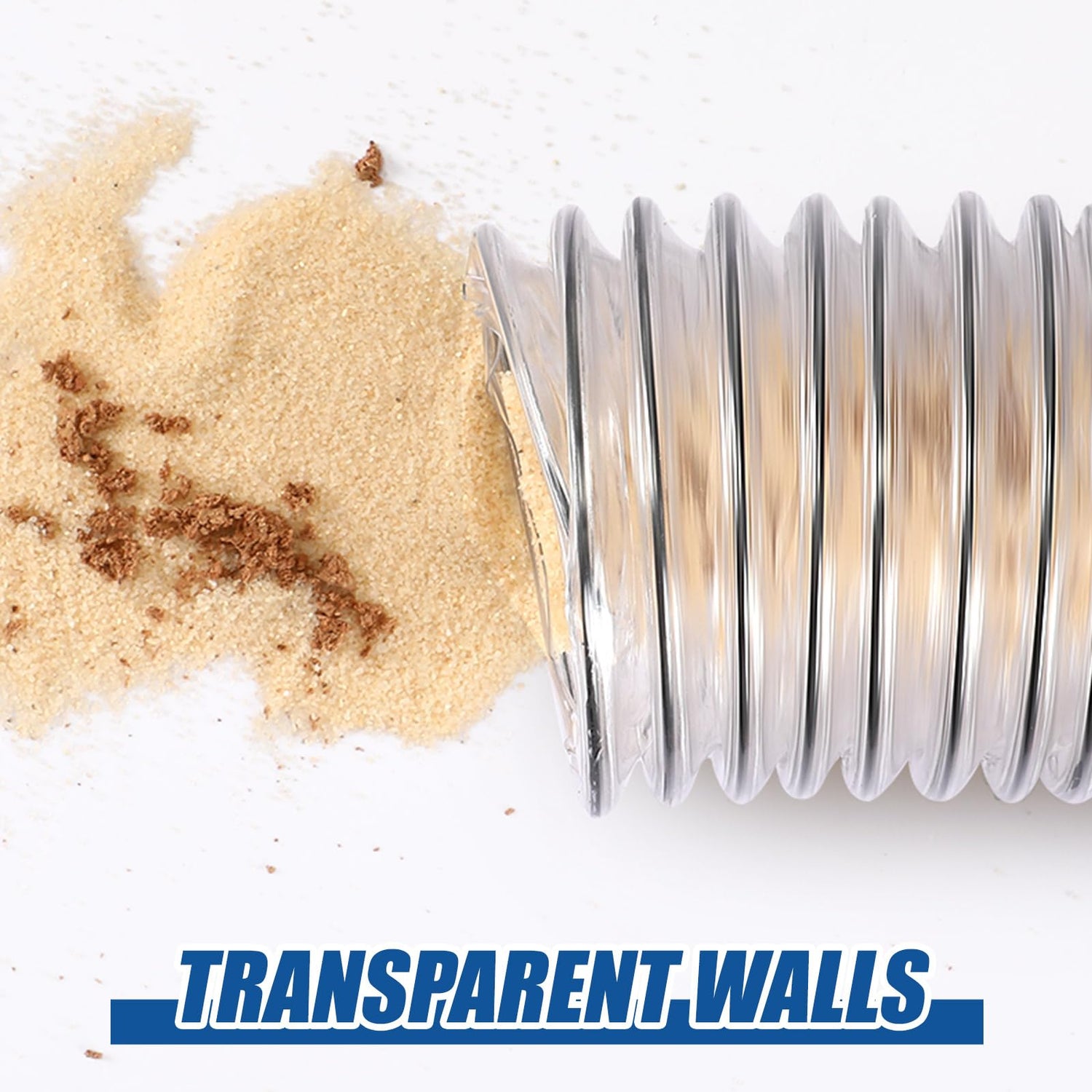 Therwen Clear PVC Dust Collection Hose, Heavy Duty Dust Debris and Fume Collection Hose, Flexible Clear Vacuum Hoses (4" x 70 ft) Therwen