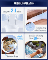 Nicpro 3 Gallon Deep Pour Epoxy Resin Kit, 2 to 4 Inch Depth Crystal Clear & High Gloss, Bubble Free Epoxy Resin for Craft River Table,Wood Filler, Nicpro