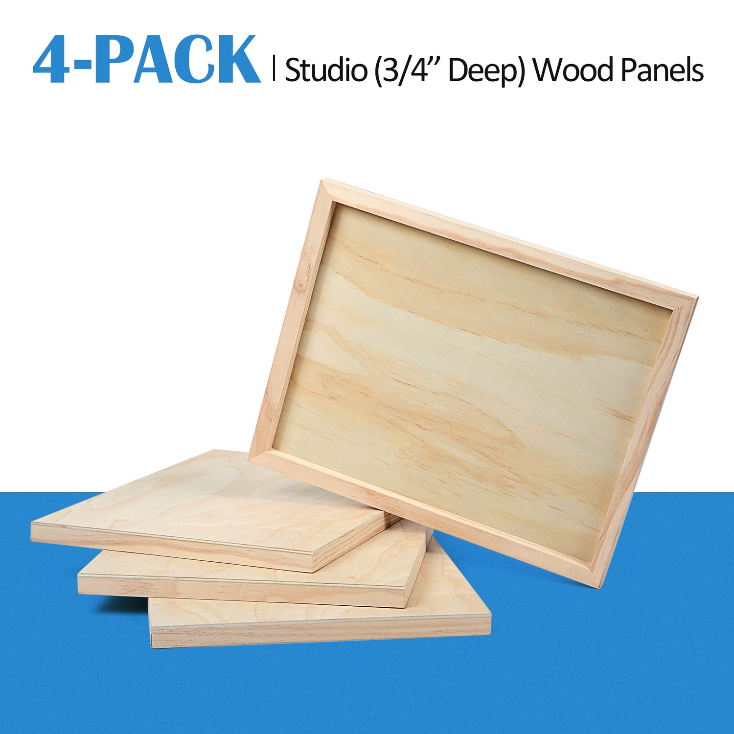 Falling in Art Unfinished Birch Wood Canvas Panels Kit, Falling in Art 4 Pack of 11x14'' Studio 3/4'' Deep Cradle Boards for Pouring Art, Crafts, Falling in Art