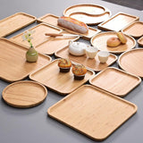 Yarlung 2 Pack Bamboo Tray Cheese Plate, 14x9 Inches Food Serving Saucer Wood Rectangular Platter for Coffee, Tea, Fruit, Plant Pot yarlung