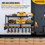 SOYEEZE Power Tool Organizer & Storage Wall Mount - Heavy Duty Metal 8 Drill Holder, 3 Layer Premium Garage Utility Power Tool Rack &Tool Shelf，Great SOYEEZE