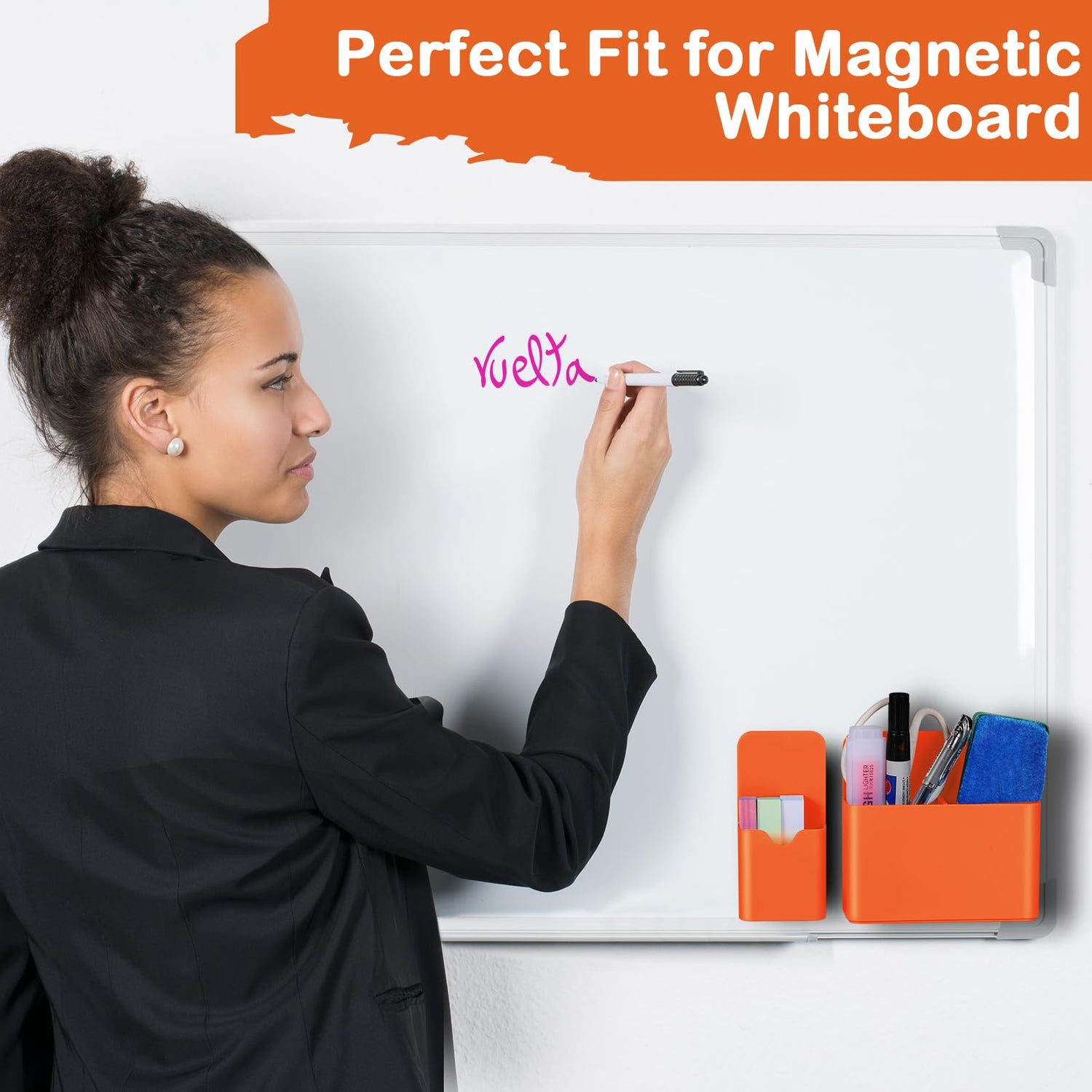 KITANIS Magnetic Pen Holder,2 Pack Magnetic Dry Erase Marker Holder with Generous Compartments,Strong Magnet Storage Marker Pen Pencil Organizer for KITANIS