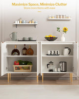 SICOTAS Fluted White Storage Cabinet, Wood Sideboard Buffet Cabinet with Spray-Painted Finish, Multifunctional Console Table with Storage Credenza SICOTAS