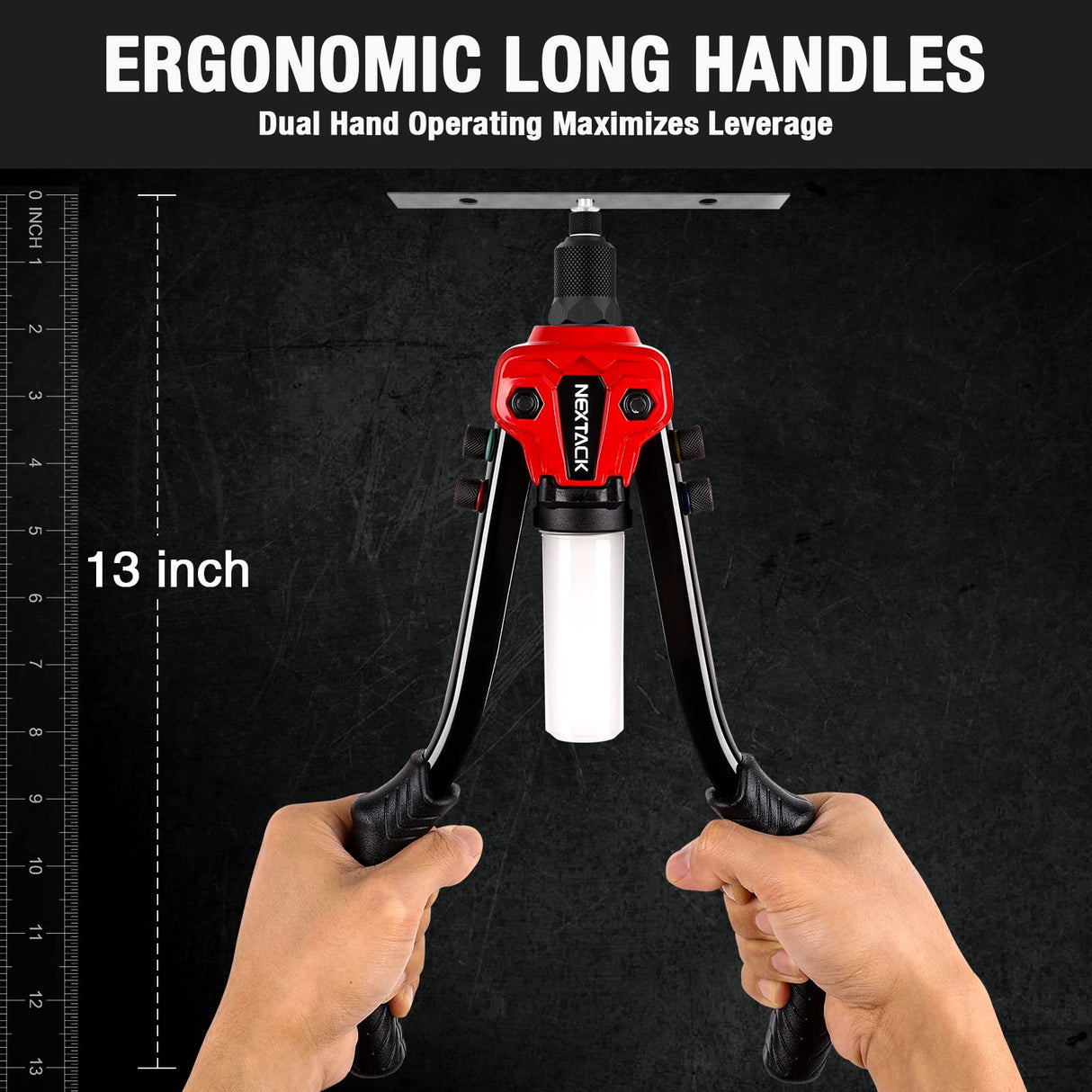 NEXTACK Rivet Gun Kit, 1/4 Pop Rivet Gun with 350 Assorted Rivets, 13" Full Metal Heavy Duty Riveter Tool Setter with 5 Interchangeable Nosepieces NEXTACK