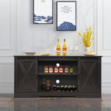 Farmhouse Espresso Coffee Bar Cabinet with Sliding Barn Doors & Ample Storage 4ever2buy