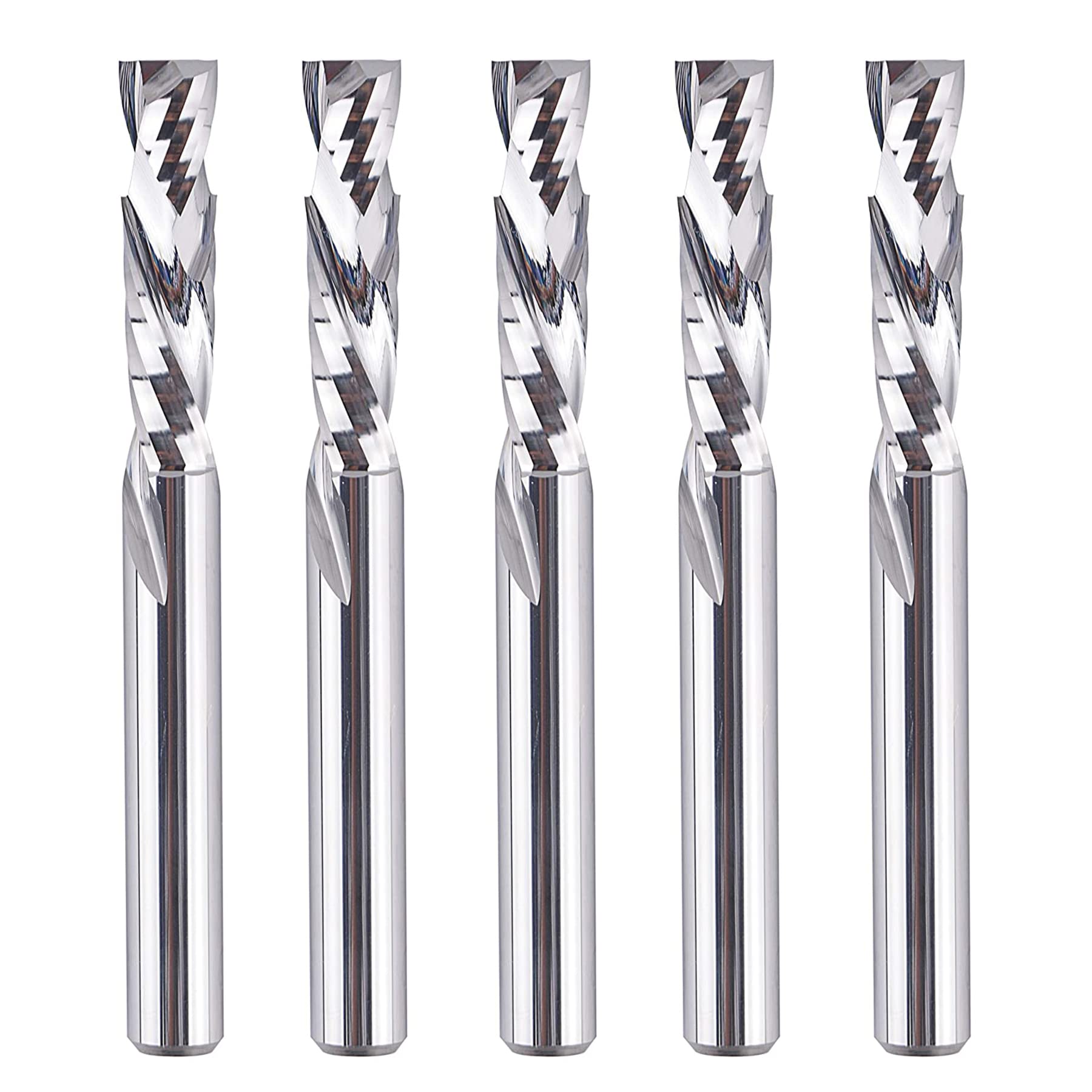 SpeTool 5PCS Compression Router Bits 1/4 inch Shank 1/4" Cutting Diameter ,Carbide UP Down CNC Router Bits Set Wood Router End Mills Carving Slotting - WoodArtSupply