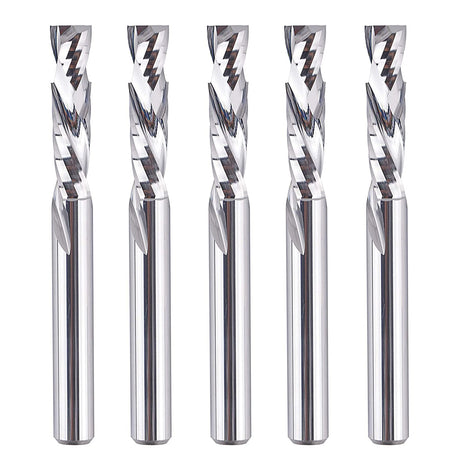 SpeTool 5PCS Compression Router Bits 1/4 inch Shank 1/4" Cutting Diameter ,Carbide UP Down CNC Router Bits Set Wood Router End Mills Carving Slotting SpeTool