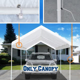 TGEHAP 12'x20' Carport Replacement Canopy Cover for Tent Car Garage Shelter Top Tarp Cover with Ball Bungees (Only Only Top Cover, Frame is not TGEHAP