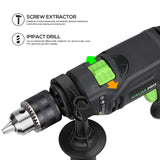 GALAX PRO 5Amp 1/2-inch Hammer Drill with 105pcs Accessories, Variable Speed 0-3000, Hammer and Drill 2 Functions in 1, 360°Rotating Handle, Depth GALAX PRO