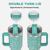 FECBK 40 oz Tumbler with Handle and Straw, 100% Leak-Proof Travel Mug, Stainless Steel Double Wall Vacuum Insulated Coffee Cup Keeps Cold For 34 FECBK