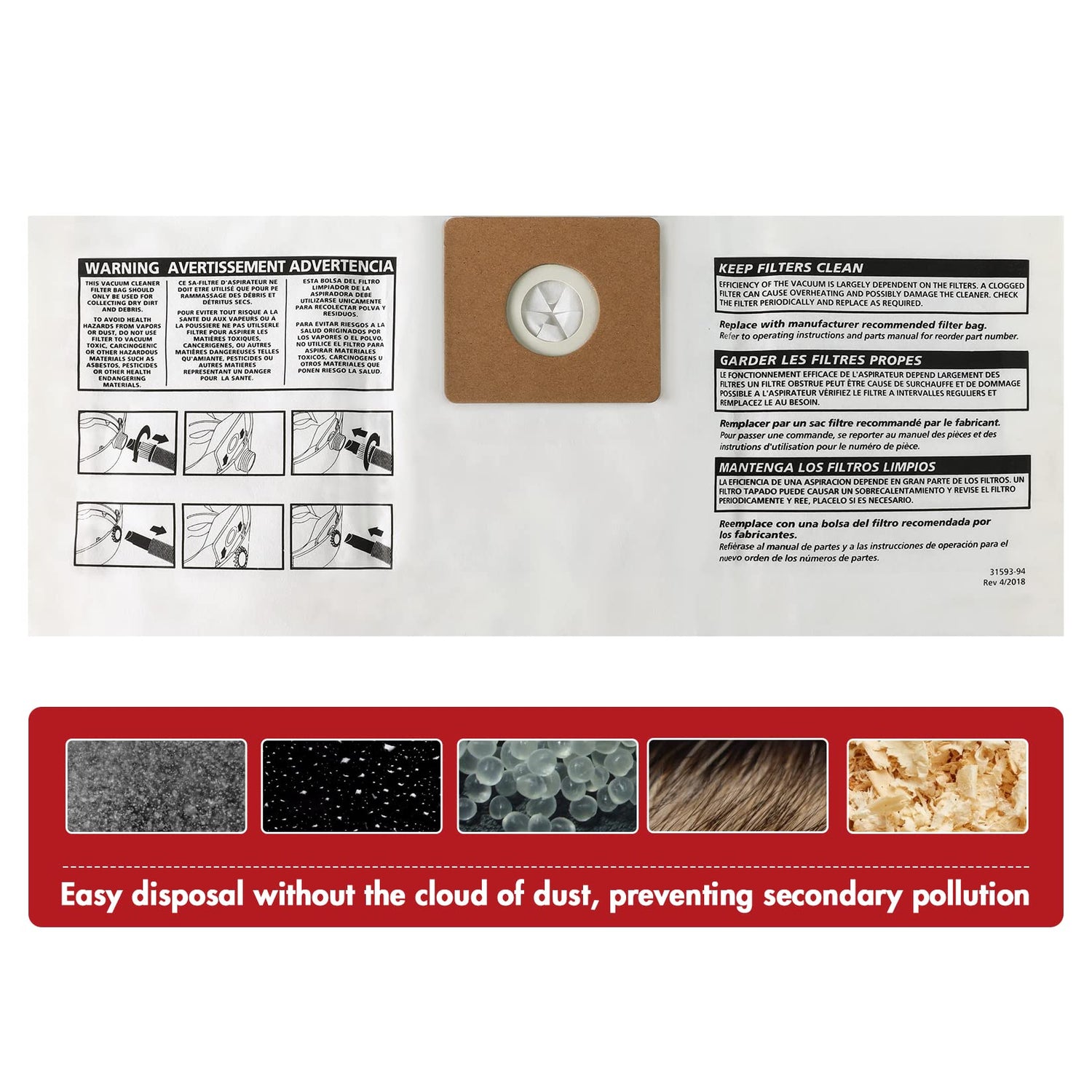 Shop-Vac 90668 2-2.5 Gallon Disposible Filter Bags,6 Pack Shop-Vac