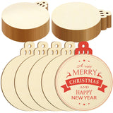 Soaoo 24 Pcs Extra Large 7" Christmas Round Wooden Discs Wooden Christmas Ornaments Hanging Wood Circles DIY Blank Unfinished Wood Slices with Holes Soaoo