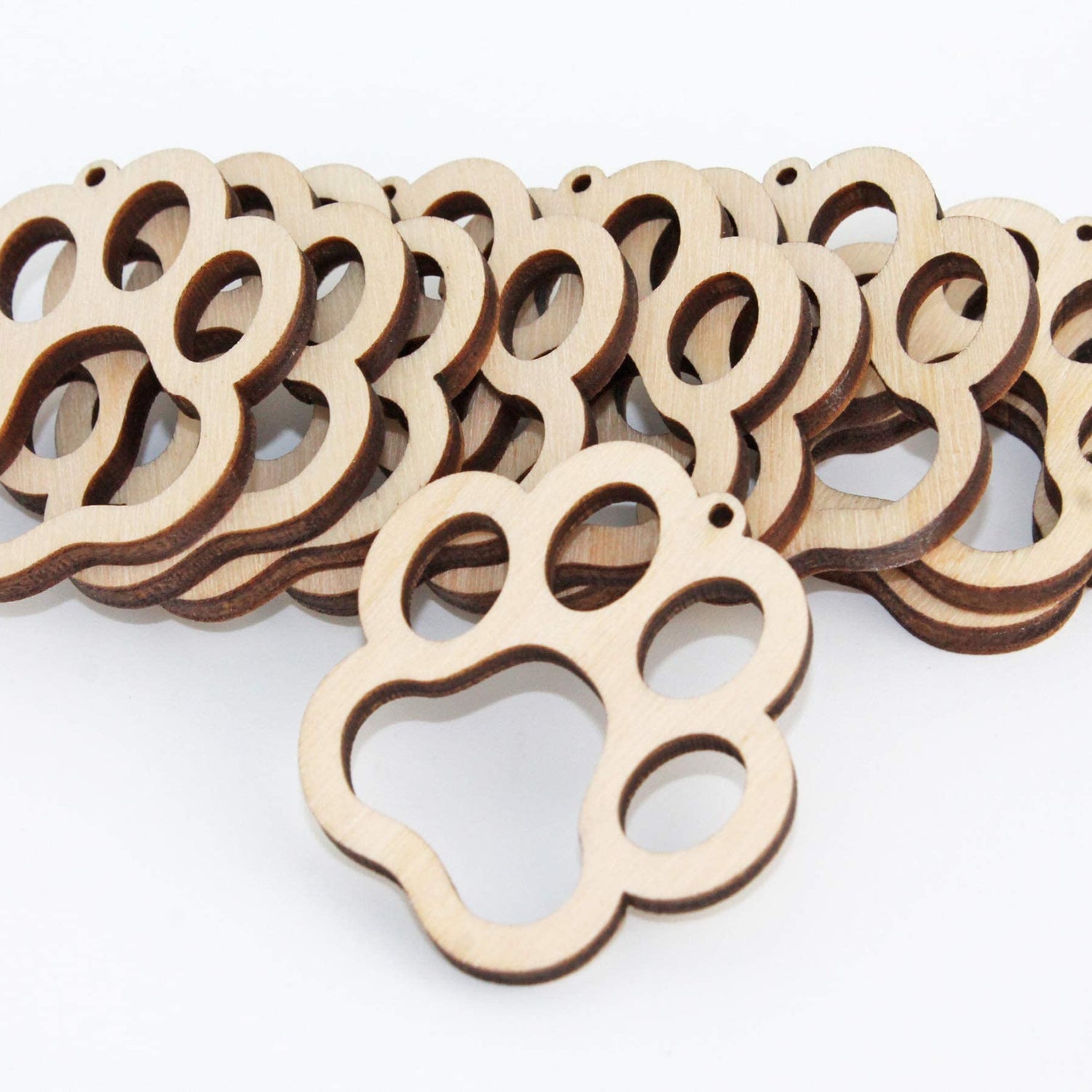 ALL SIZES BULK (12pc to 100pc) Unfinished Wood Wooden Laser Cutout Puppy Dog Paw Prints Dangle Earring Jewelry Blanks Charms Shape Crafts Made in Texan Wood Crafts