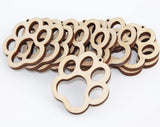 ALL SIZES BULK (12pc to 100pc) Unfinished Wood Wooden Laser Cutout Puppy Dog Paw Prints Dangle Earring Jewelry Blanks Charms Shape Crafts Made in Texan Wood Crafts