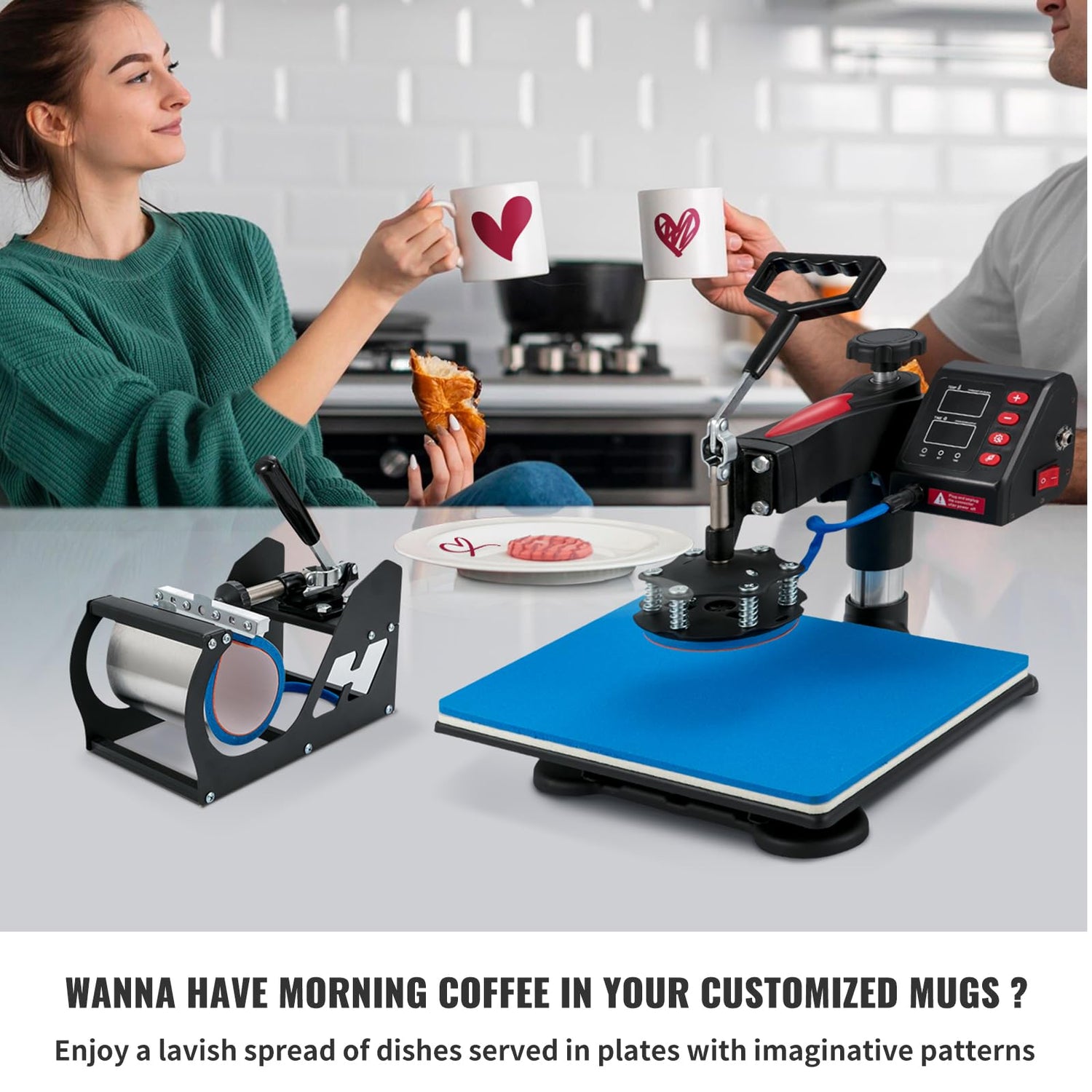 VEVOR Heat Press, 5 in 1 Heat Press 12x15 Machine Machine, Digital Precise Temperature Control, Clamshell Sublimation Transfer Printer Fast Heat-up, VEVOR