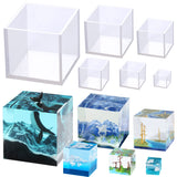 RESINWORLD 3 Size Tealight Candle Holder Mold for Epoxy Resin + Set of 4", 3", 2", 1.5", 1", 0.5" Clear Silicone Cube Molds, Large Deep Square Epoxy ResinWorld