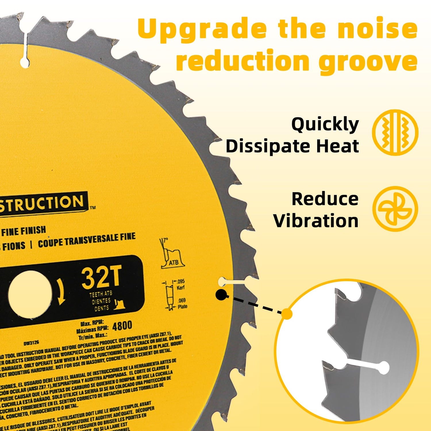 Upgraded DW3128P5 (2-Pack) 12in 80T&32T(dw3128/dw3123) Miter Saw Blade,Tungsten Carbide,Crosscutting,Compatible with DEWALT, for Miter Saws OEM home