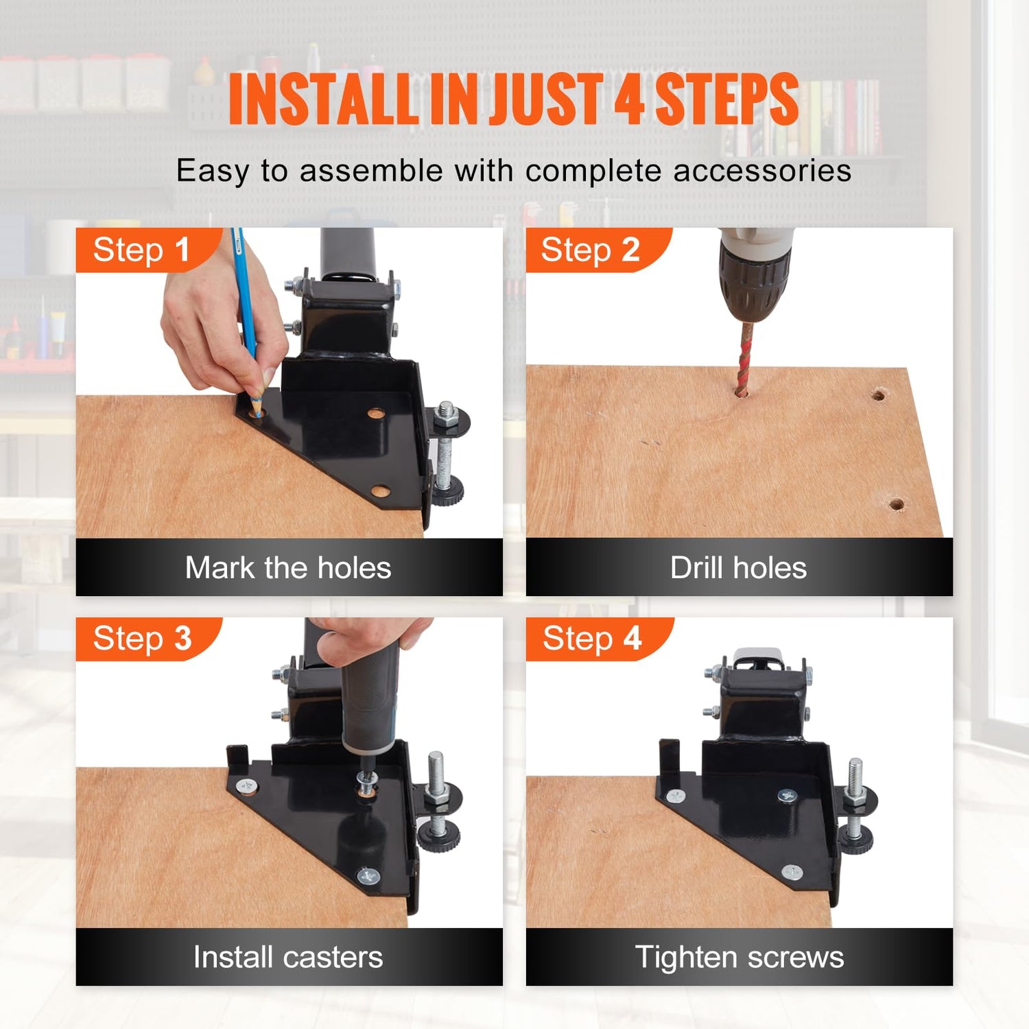 VEVOR Mobile Base, 400 lbs Weight Capacity, Adjustable from 12" x 12" to Infinity, Heavy Duty Universal Mobile Base Stand with Swivel Wheels, for VEVOR