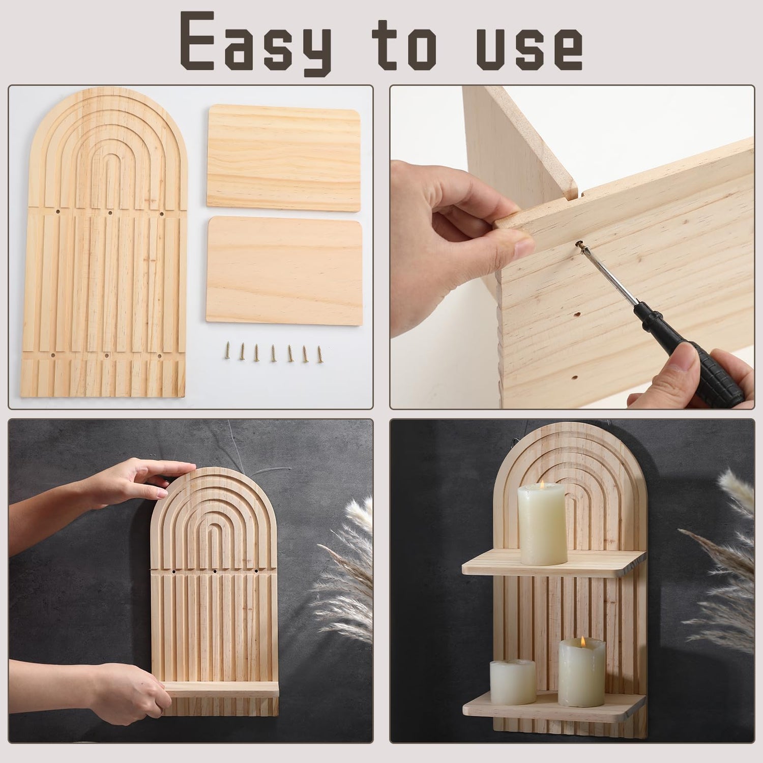 Boho Wooden Rainbow Wall Shelves - 2-Piece Set for Stylish Nursery & Home Decor Tatuo